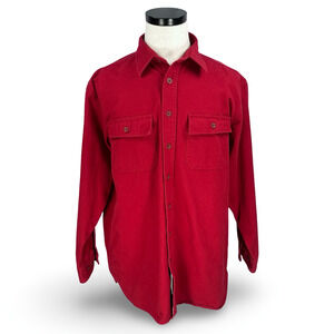 Vintage LL Bean Chamois Work Shirt Men's LT Large Tall Red Long Sleeve Button-Up